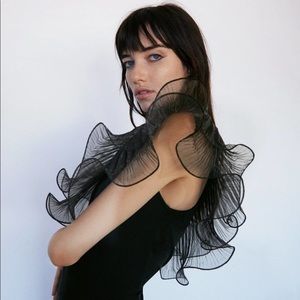 NWT Zara black Organza Asymmetric Dress